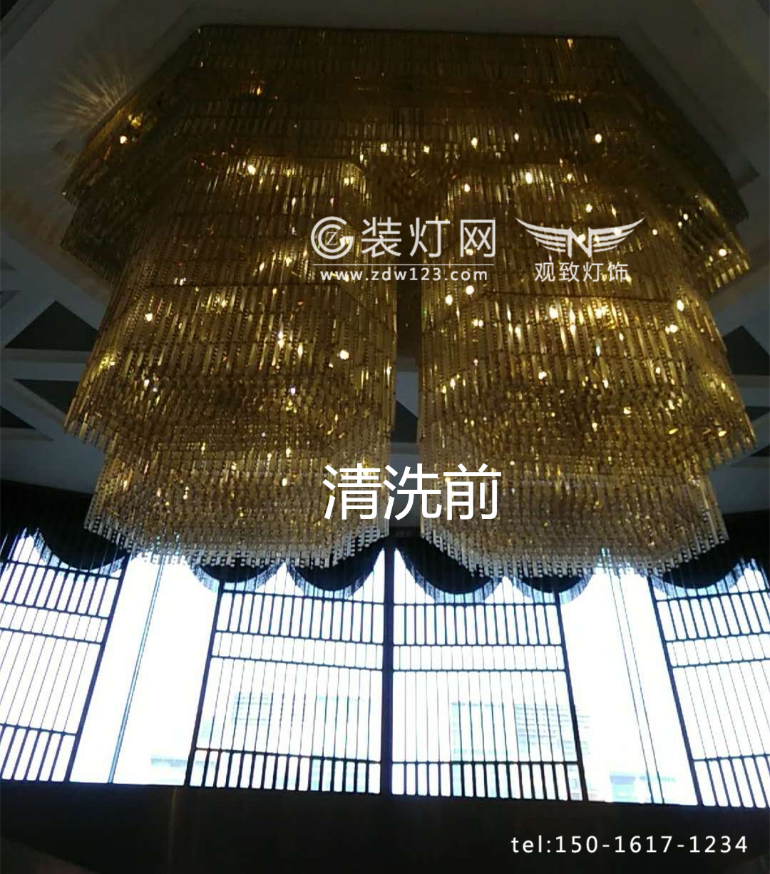 广州花都聚喜莱酒店水晶灯需要清洗